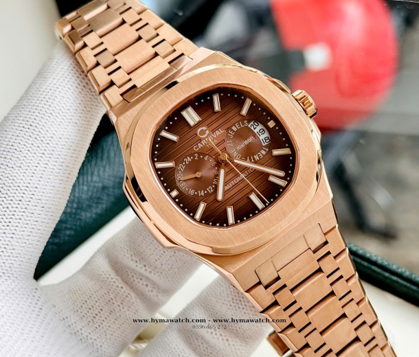 Carnival 8158G-Nam-Thép Rose-Màu Nâu-Máy Automatic 