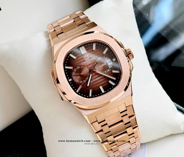 Carnival 8158G-Nam-Thép Rose-Màu Nâu-Máy Automatic 