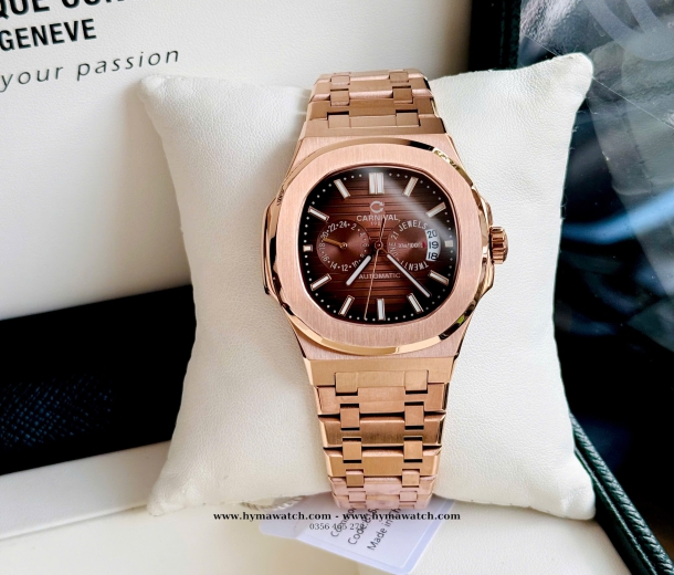 Carnival 8158G-Nam-Thép Rose-Màu Nâu-Máy Automatic 
