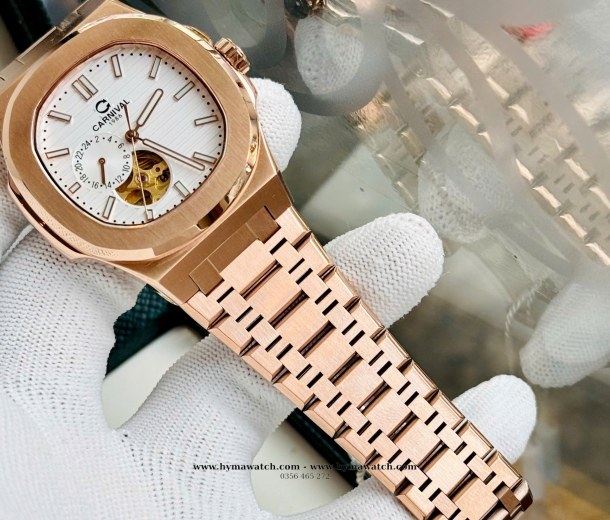 Carnival 8159G-Nam-Thép Rose-Màu Trắng-Máy Automatic 