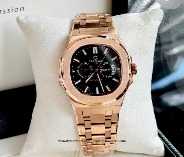 Carnival 8158G-Nam-Thép Rose-Màu đen-Máy Automatic