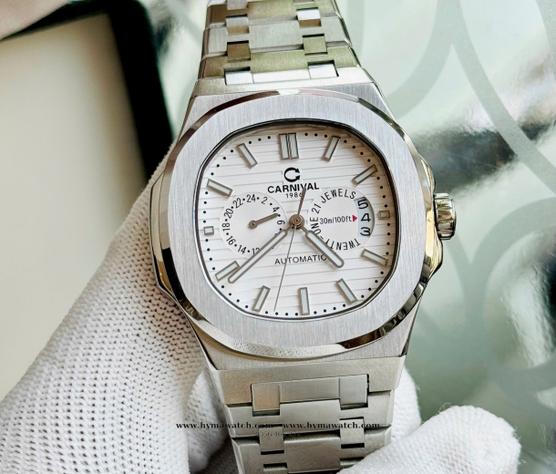 Carnival 8158G-Nam-Thép Bạc-Màu Trắng-Máy Automatic   