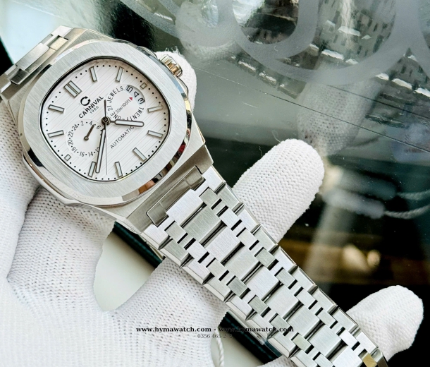 Carnival 8158G-Nam-Thép Bạc-Màu Trắng-Máy Automatic   
