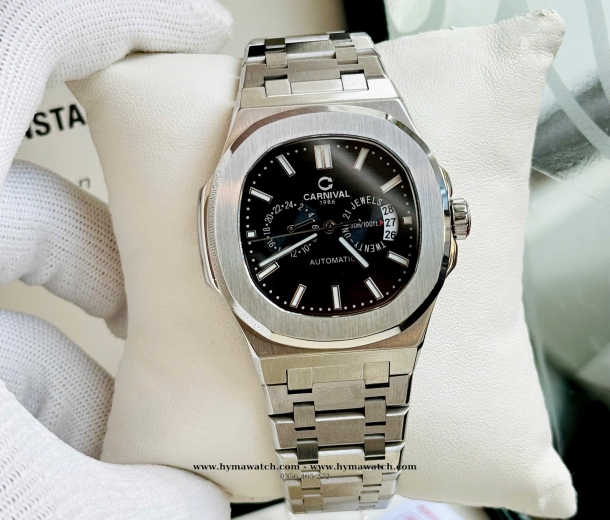Carnival 8158G-Nam-Thép Bạc-Màu Đen-Máy Automatic  