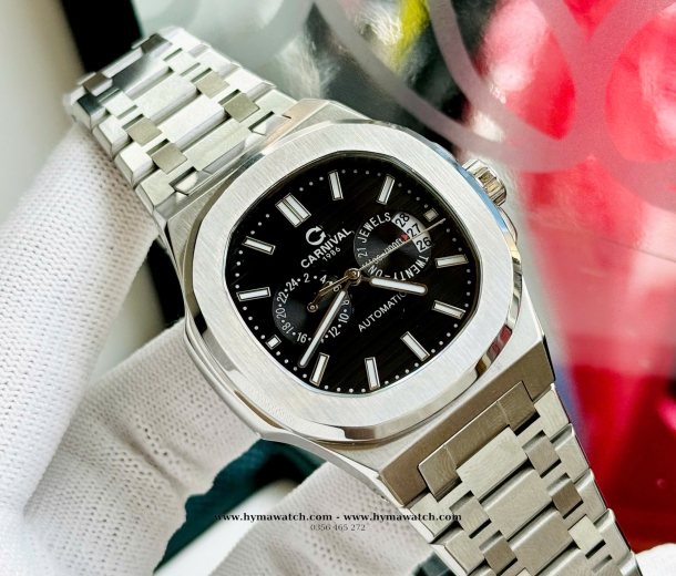 Carnival 8158G-Nam-Thép Bạc-Màu Đen-Máy Automatic  