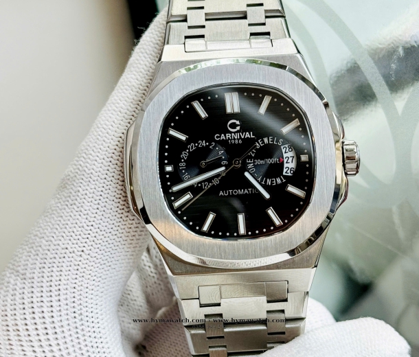 Carnival 8158G-Nam-Thép Bạc-Màu Đen-Máy Automatic  