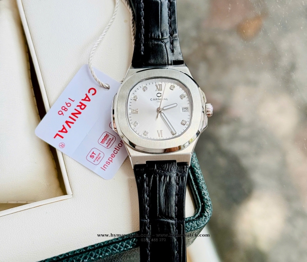  Carnival  8160L-Nữ-Dây da-Màu Trắng-cọc đá