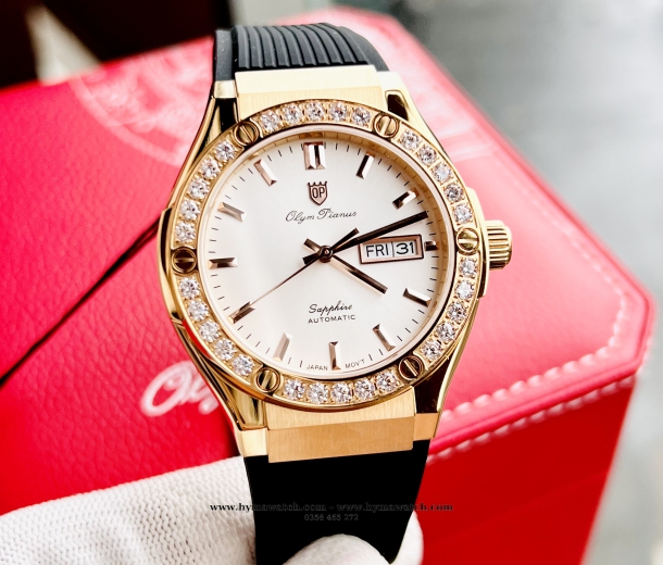 Olym Pianus OP990-45ADGR-GL-T Viềng vàng hồng - Nam - Máy cơ