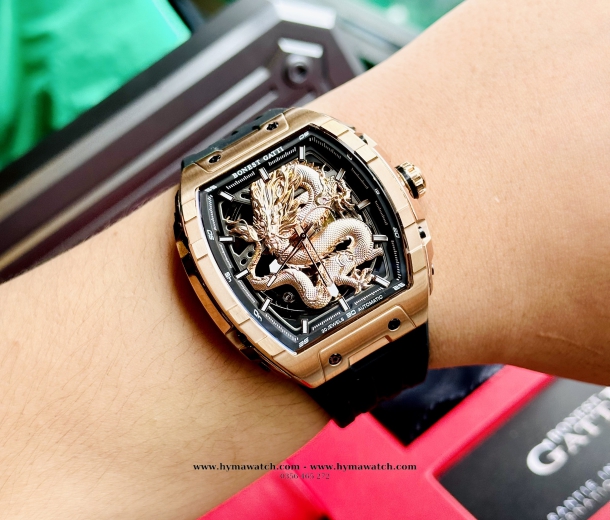 Bonest Gatti BG5606G Nam - Máy Cơ (Automatic) Phiên Bản Rồng Vàng Tặng Kèm Mô Hình Xe Đua