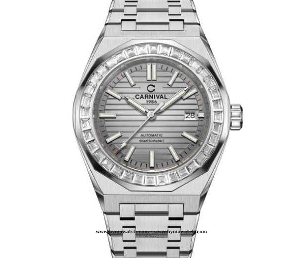 Carnival Nautilus 8107G - Dây Thép  - Màu trắng Máy Cơ (Automatic) 