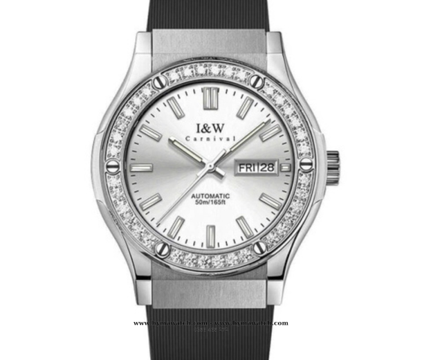Carnival I&W 55851G - Nam - Thép bạc viền đá-Màu Trắng-Máy Cơ (Automatic)  