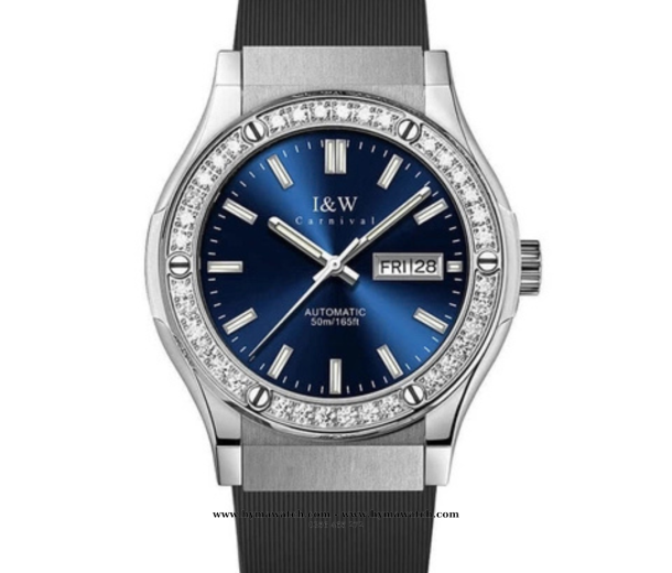 Carnival I&W 55851G - Nam - Thép bạc viền đá-Màu Xanh-Máy Cơ (Automatic) 