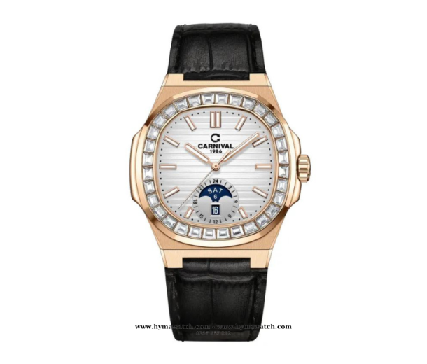  Carnival Nautilus 8110G Dây Da - Nam - Màu Vàng Trắng- Máy Cơ (Automatic)