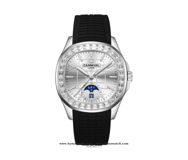  Carnival Aquanus 8113G2 - Nam -Màu Trắng - Dây Cao Su - Máy Cơ (Automatic) 