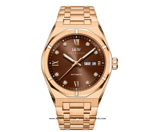Carnival I&W 751G - Nam -Thép vàng hồng- Màu nâu- Máy cơ (Automatic) 