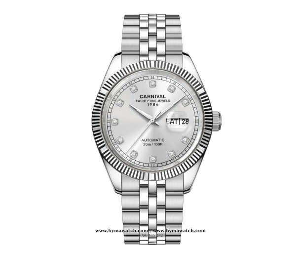 Đồng Hồ Nam Carnival 8131G - Bạc - Trắng - Máy Automatic