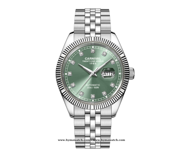 Đồng Hồ Nam Carnival 8131G - Bạc - Xanh lá - Máy Automatic 