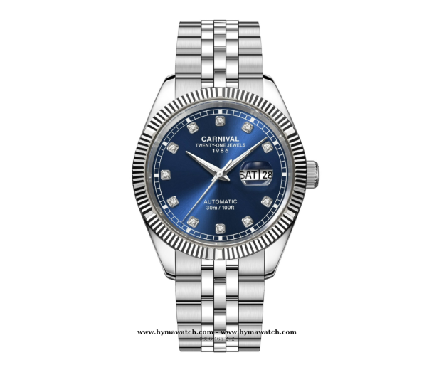 Đồng Hồ Nam Carnival 8131G - Bạc - Xanh dương - Máy Automatic
