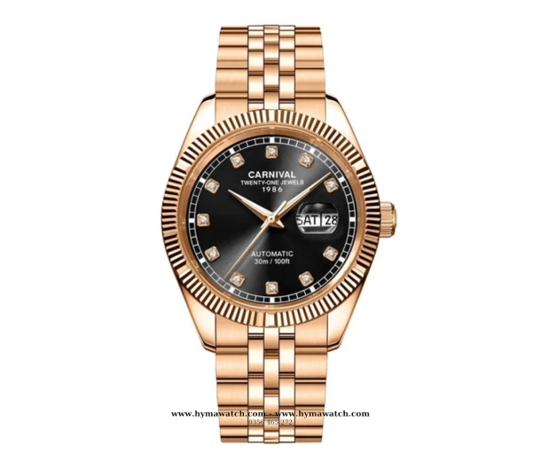 Đồng Hồ Nam Carnival 8131G-Vàng Rose-Đen-Máy Automatic 