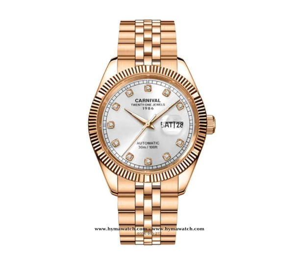 Đồng Hồ Nam Carnival 8131G-Vàng Rose-Trắng-Máy Automatic  