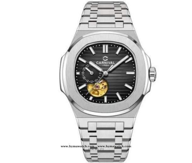 Carnival 8159G-Nam-Thép Bạc-Màu Đen-Máy Automatic 
