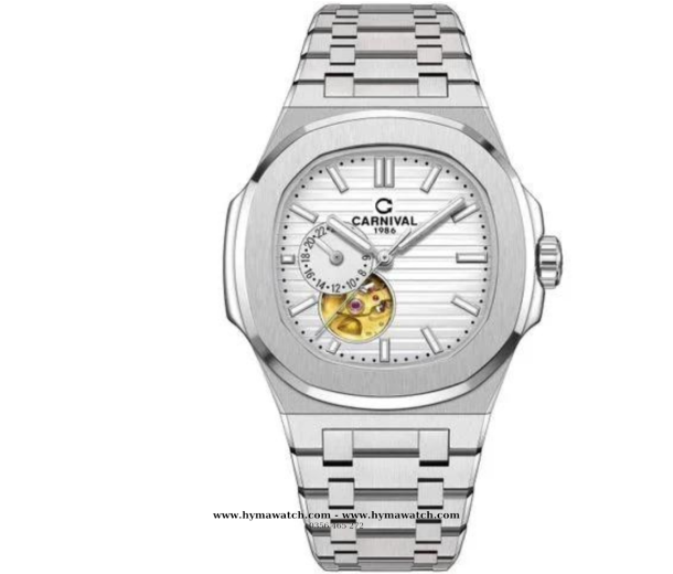 Carnival 8159G-Nam-DâyThép Bạc-Màu Trắng-Máy Automatic 