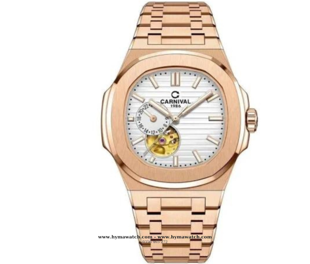 Carnival 8159G-Nam-Thép Rose-Màu Trắng-Máy Automatic 