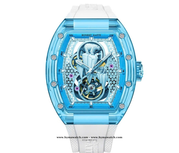 Bonest Gatti Carbon BG6002-Xanh- Nam - Máy Cơ (Automatic) Tặng kèm mô hình xe đua 