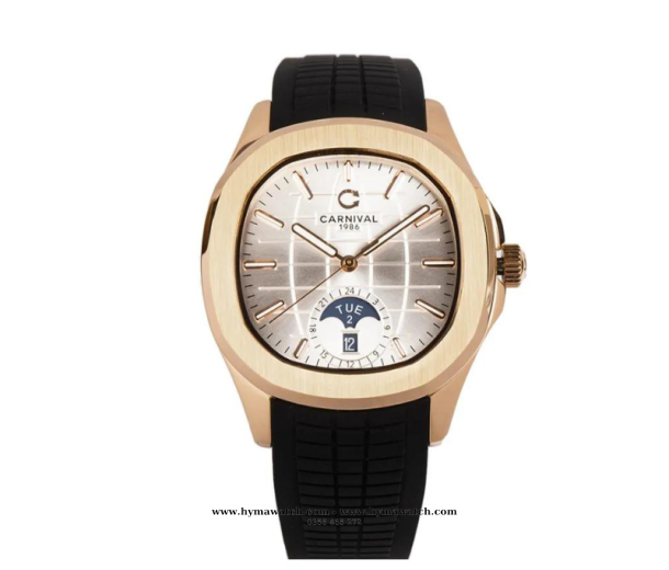 Carnival Aquanus 8113G - Nam - Màu Trắng-Dây Cao Su  - Máy Cơ (Automatic)