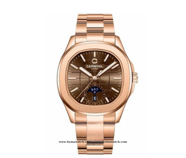  Carnival Aquanus 8113G - Nam - Màu Nâu- Dây Thép - Máy Cơ (Automatic)