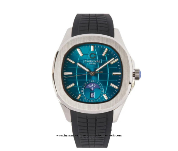  Carnival Aquanus 8113G - Nam - Viền Trắng - Màu Xanh Lá -Dây Cao Su - Máy Cơ (Automatic)