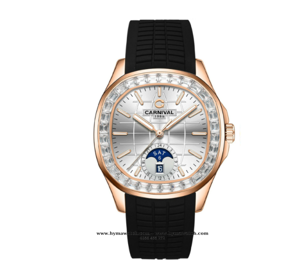  Carnival Aquanus 8113G2 - Nam - Màu Trắng - Dây Cao Su - Máy Cơ (Automatic)