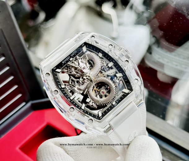 Bonest Gatti BG9980 Nam - Máy Cơ (Automatic)- Màu Trắng Tặng Kèm Mô Hình Xe Đua