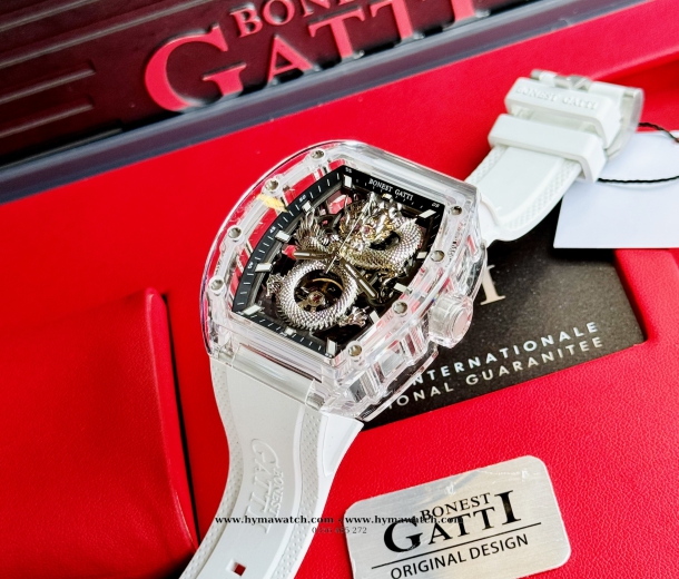 Bonest Gatti BG9980 Nam - Máy Cơ (Automatic)- Màu Trắng Tặng Kèm Mô Hình Xe Đua
