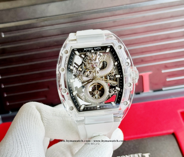 Bonest Gatti BG9980 Nam - Máy Cơ (Automatic)- Màu Trắng Tặng Kèm Mô Hình Xe Đua