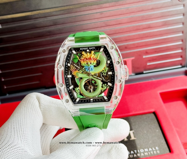 Bonest Gatti BG9980 Nam - Máy Cơ (Automatic)- Màu Xanh Tặng Kèm Mô Hình Xe Đua