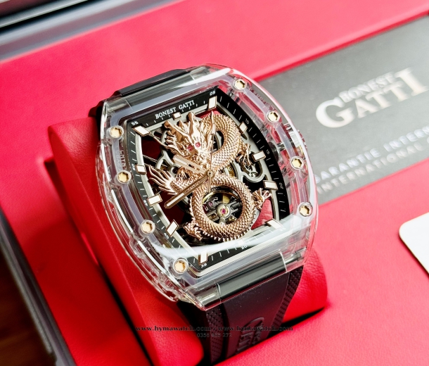 Bonest Gatti BG9980 Nam - Máy Cơ (Automatic)- Màu Vàng Tặng Kèm Mô Hình Xe Đua
