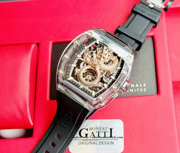 Bonest Gatti BG9980 Nam - Máy Cơ (Automatic)- Màu Vàng Tặng Kèm Mô Hình Xe Đua