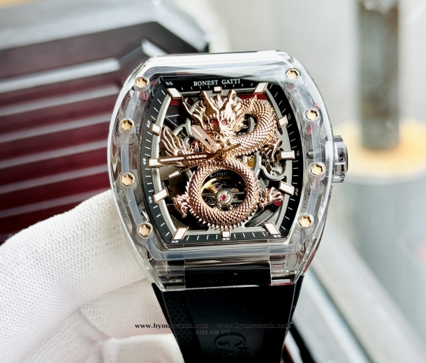 Bonest Gatti BG9980 Nam - Máy Cơ (Automatic)- Màu Vàng Tặng Kèm Mô Hình Xe Đua
