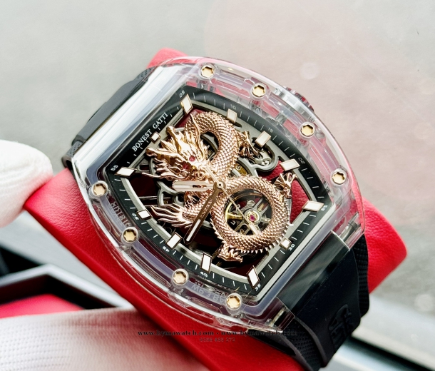 Bonest Gatti BG9980 Nam - Máy Cơ (Automatic)- Màu Vàng Tặng Kèm Mô Hình Xe Đua