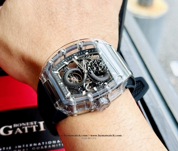 Bonest Gatti BG9980 Nam - Máy Cơ (Automatic)- Màu Đen Tặng Kèm Mô Hình Xe Đua