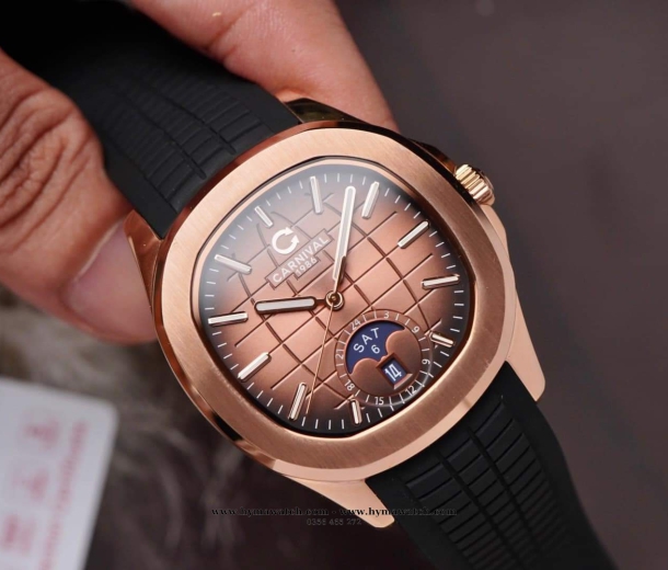  Carnival Aquanus 8113G - Nam - Màu Nâu - Máy Cơ (Automatic)