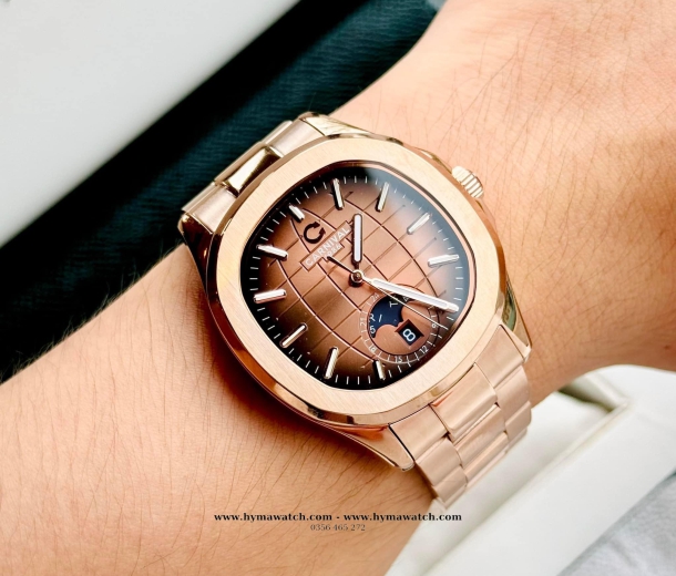  Carnival Aquanus 8113G - Nam - Màu Nâu- Dây Thép - Máy Cơ (Automatic)