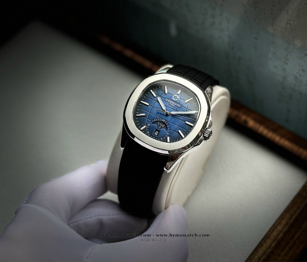 Carnival Aquanus 8113G - Nam - Viền Trắng - Màu Xanh -Dây Cao Su - Máy Cơ (Automatic)