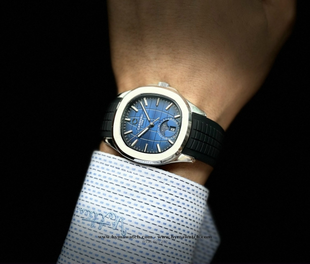 Carnival Aquanus 8113G - Nam - Viền Trắng - Màu Xanh -Dây Cao Su - Máy Cơ (Automatic)