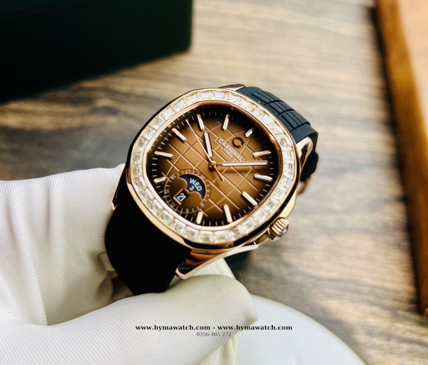  Carnival Aquanus 8113G2 - Nam - Màu Nâu- Dây Cao Su - Máy Cơ (Automatic)