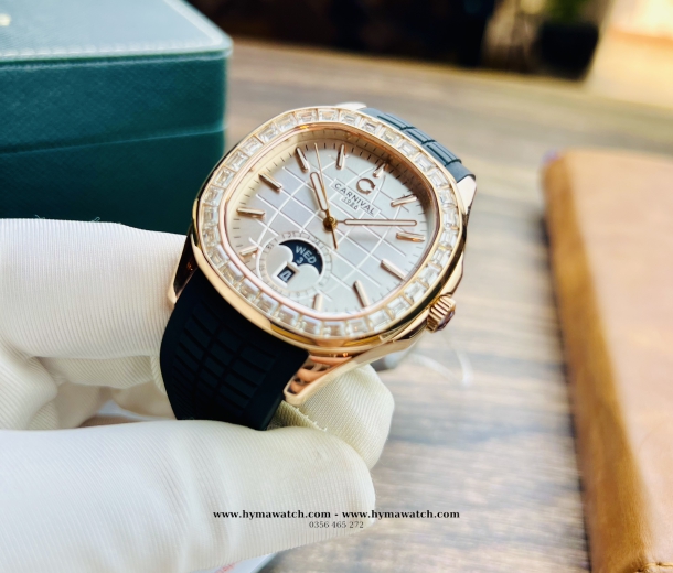  Carnival Aquanus 8113G2 - Nam - Màu Trắng - Dây Cao Su - Máy Cơ (Automatic)