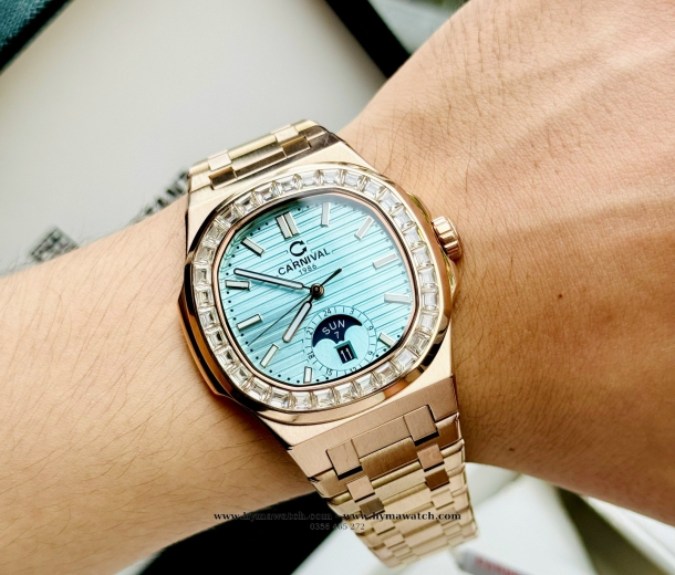 Carnival Nautilus 8110G Dây Thép - Nam - Màu Tiffany - Máy Cơ (Automatic)