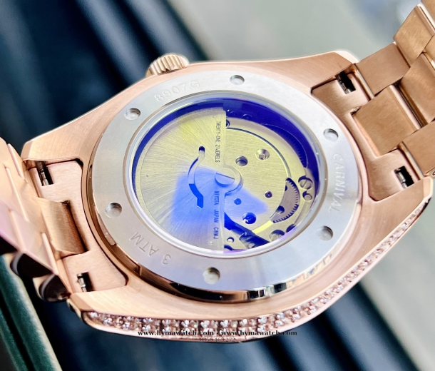 Carnival 8907G - Nam - Viền Vàng - Màu Trắng - Máy Cơ (Automatic)