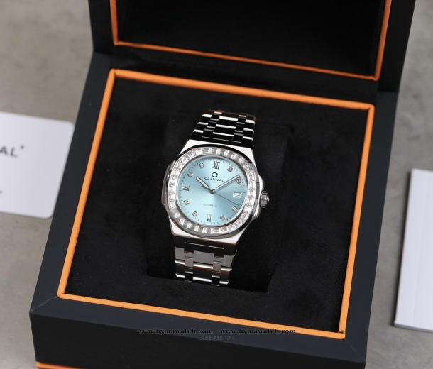  Đồng hồ CARNIVAL 8129- Nam- Xanh Tiffany - Máy cơ 
